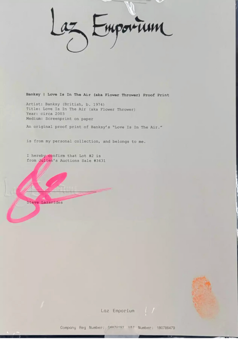 Banksy 'Love is in the air' (Unsigned)