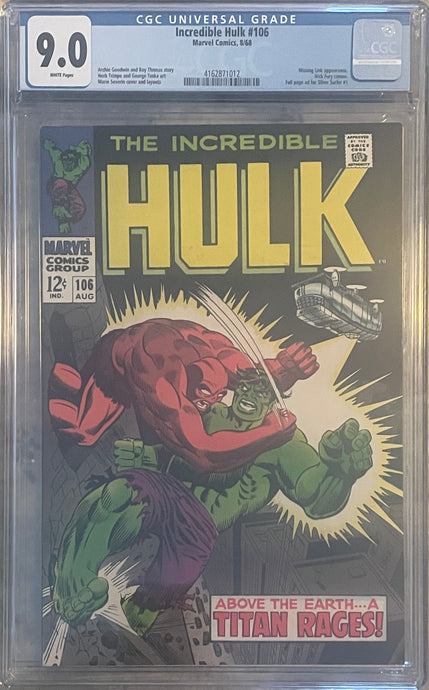 Incredible Hulk #106 9.0 CGC